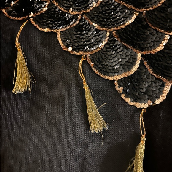 Vintage Western Connection sequined tassel black sweater size L - Picture 14 of 15